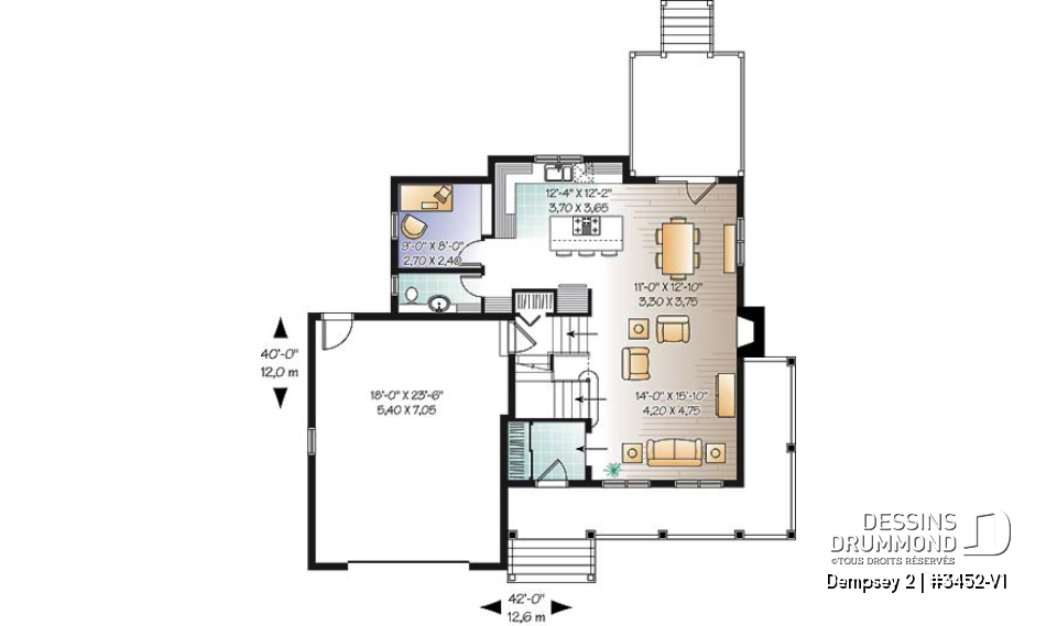 Rez-de-chaussée - Plan de maison familiale, bureau à domicile, 3 à 4 chambres, espace boni, garage spacieux - Dempsey 2