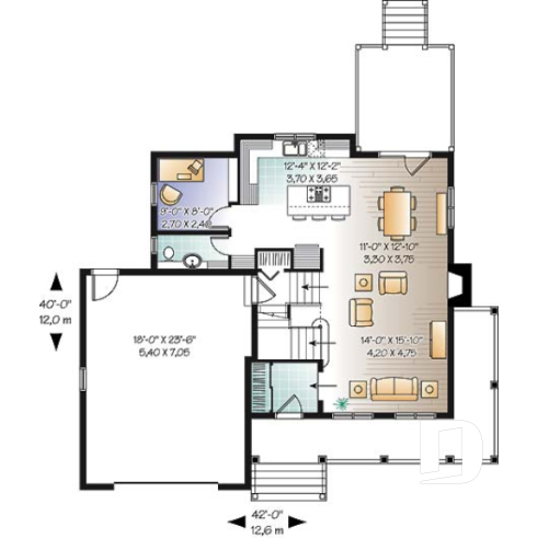 Rez-de-chaussée - Plan de maison familiale, bureau à domicile, 3 à 4 chambres, espace boni, garage spacieux - Dempsey 2