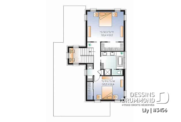 Étage - Maison de style contemporain à palier, 2 chambres, garage, grande salle de séjour avec foyer - Lily