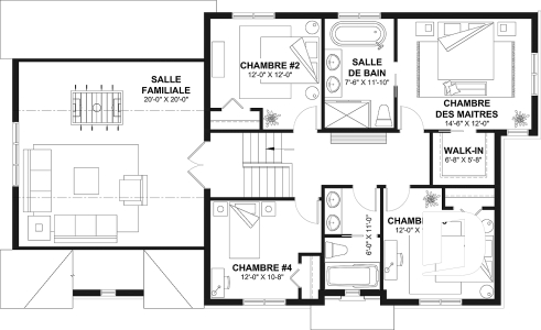 Étage - Plan de maison spacieuse, 4+ chambres, grand garage, bureau, suite des maître, sous-sol aménagé (optionnel) - Gloria