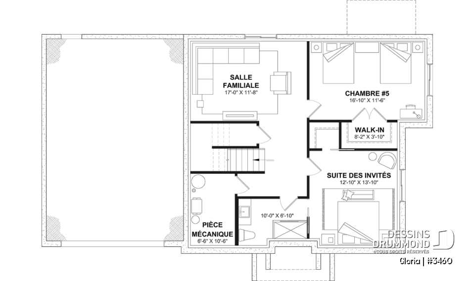 Sous-sol aménagé (Optionel $) - Plan de maison spacieuse, 4+ chambres, grand garage, bureau, suite des maître, sous-sol aménagé (optionnel) - Gloria