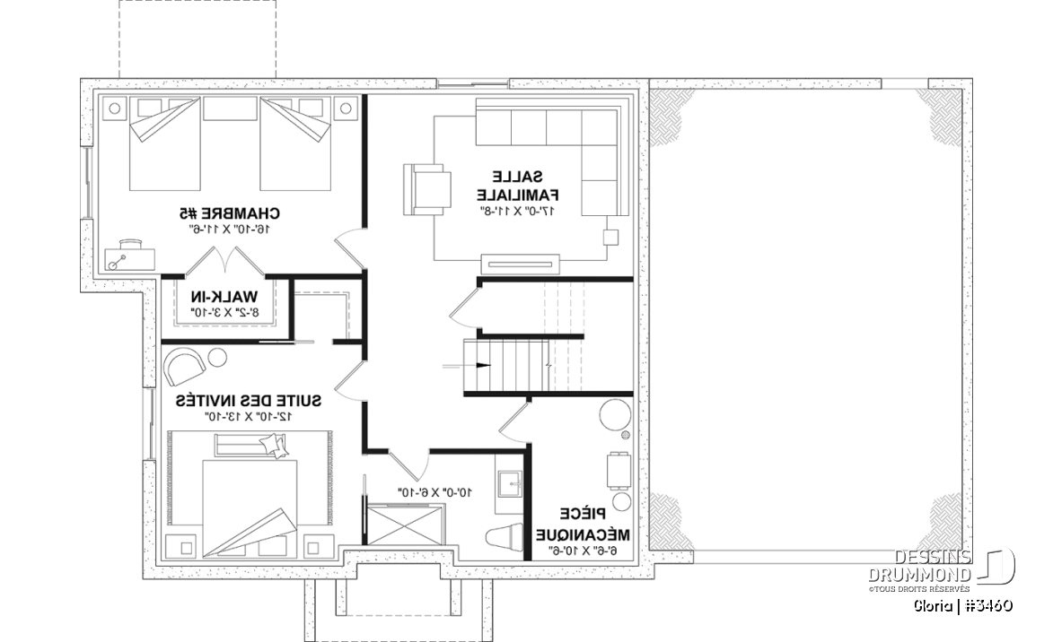 Sous-sol aménagé (Optionel $) - Plan de maison spacieuse, 4+ chambres, grand garage, bureau, suite des maître, sous-sol aménagé (optionnel) - Gloria