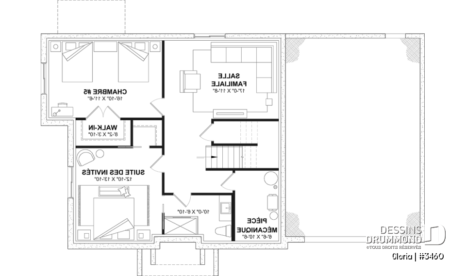 Sous-sol aménagé (Optionel $) - Plan de maison spacieuse, 4+ chambres, grand garage, bureau, suite des maître, sous-sol aménagé (optionnel) - Gloria
