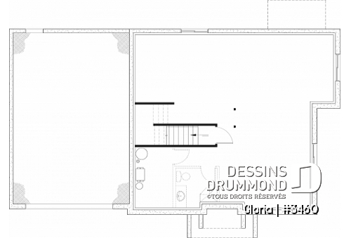 Sous-sol aménageable - Plan de maison spacieuse, 4 chambres, grand garage, bureau, buanderie, suite des maître, 2 salonss,  - Gloria