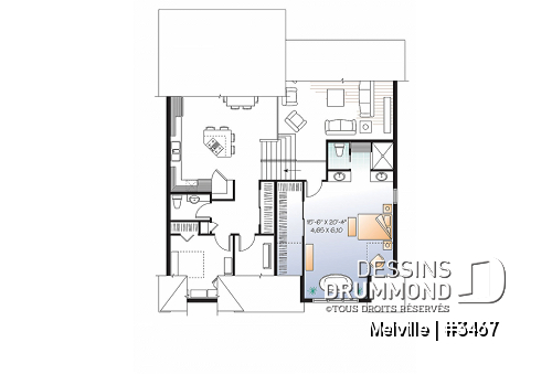 Étage - Plan de maison de 1 à 3 chambres, bureau à domicile, garage double - Melville