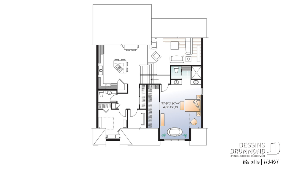 Étage - Plan de maison de genre split livel 3 à 4 chambres, magnifique suite des parents, bureau, garage double - Melville