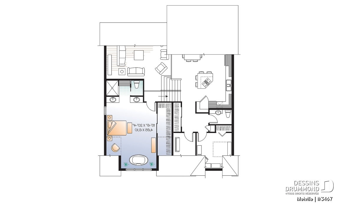 Étage - Plan de maison de genre split livel 3 à 4 chambres, magnifique suite des parents, bureau, garage double - Melville