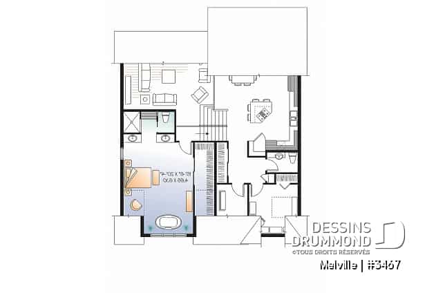 Étage - Plan de maison de genre split livel 3 chambres, bureau à domicile, garage double - Melville