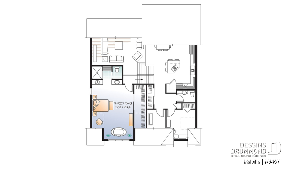 Étage - Plan de maison de genre split livel 3 à 4 chambres, magnifique suite des parents, bureau, garage double - Melville