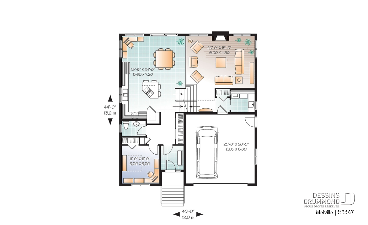 Rez-de-chaussée - Plan de maison de genre split livel 3 à 4 chambres, magnifique suite des parents, bureau, garage double - Melville