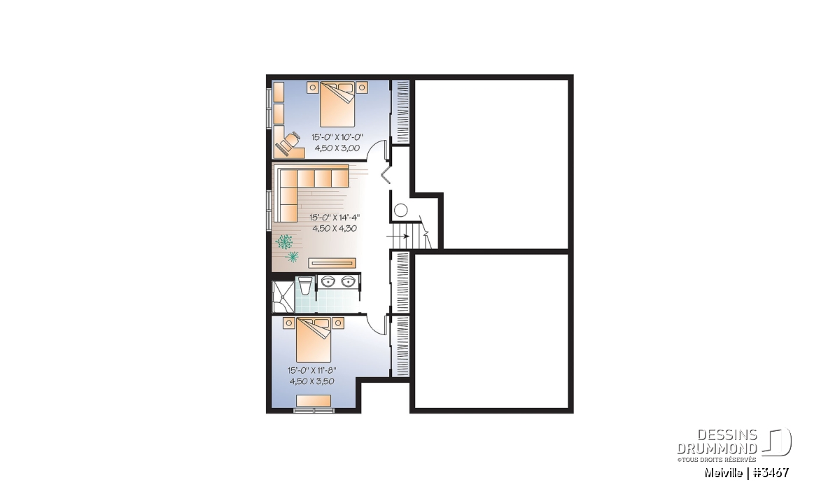 Sous-sol - Plan de maison de genre split livel 3 à 4 chambres, magnifique suite des parents, bureau, garage double - Melville
