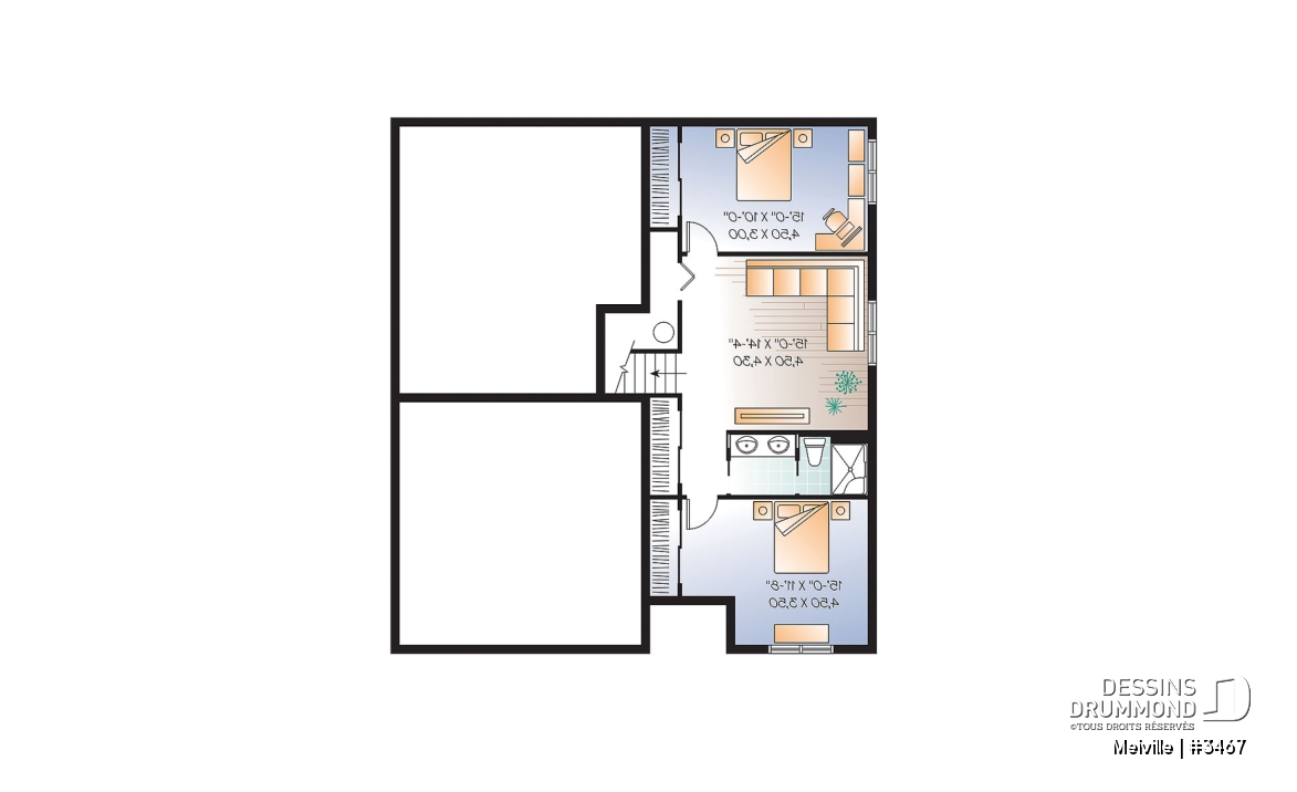 Sous-sol - Plan de maison de genre split livel 3 à 4 chambres, magnifique suite des parents, bureau, garage double - Melville