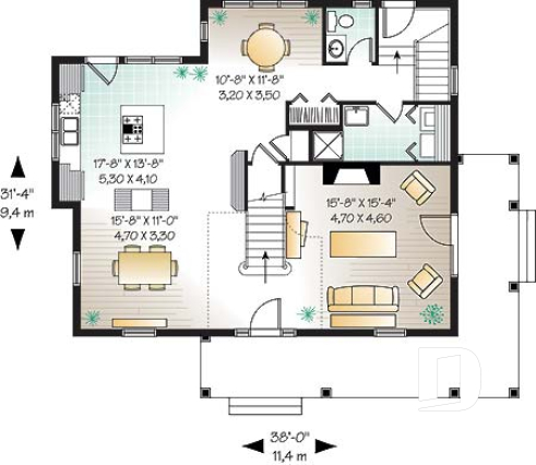 Rez-de-chaussée - Maison à étage champêtre rustique, 3 grandes chambres, boudoir en dînette, panoramique - Ulverton