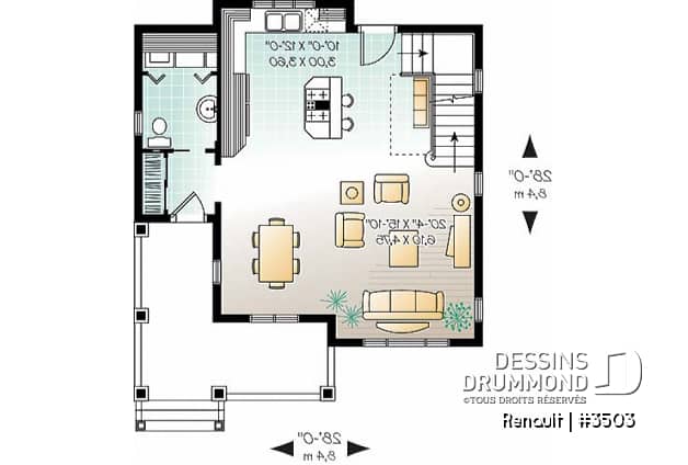 Rez-de-chaussée - Modèle de maison Tudor, 3 chambres, économique, plancher aire ouverte, 1.5 salles de bain - Renault
