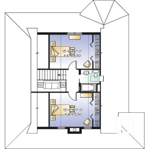 Étage - Maison style chalet avec balcon 3 faces couvert, aire ouverte, foyer, buanderie - Florence