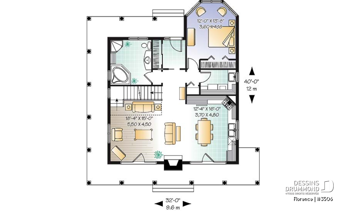 Rez-de-chaussée - Maison style chalet avec balcon 3 faces couvert, aire ouverte, foyer, buanderie - Florence