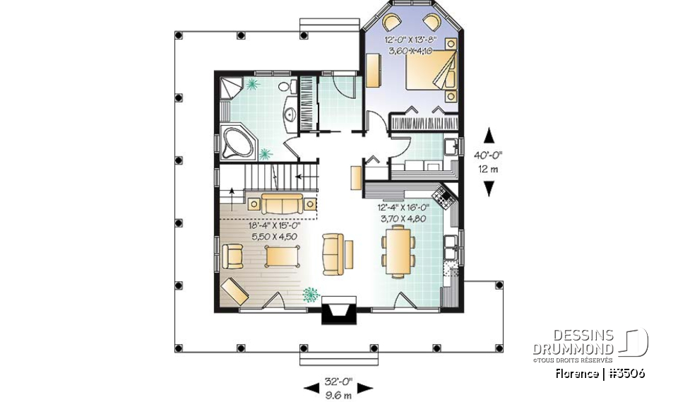 Rez-de-chaussée - Maison style chalet avec balcon 3 faces couvert, aire ouverte, foyer, buanderie - Florence