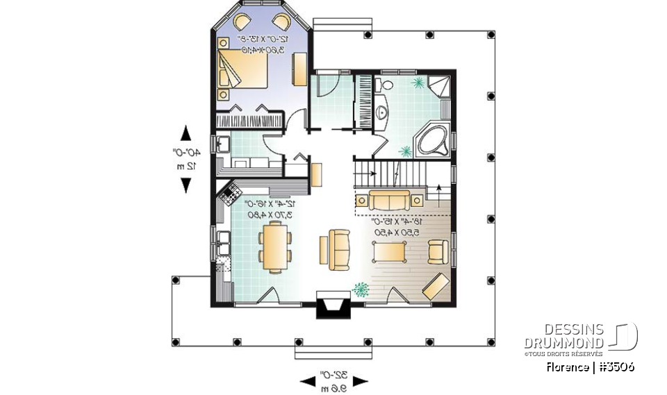 Rez-de-chaussée - Maison style chalet avec balcon 3 faces couvert, aire ouverte, foyer, buanderie - Florence