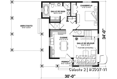 Rez-de-chaussée - Chalet ou maison champêtre, 2 à 4 chambres, carport, mezzanine, cathédral, espace boni à aménager - Celeste 2
