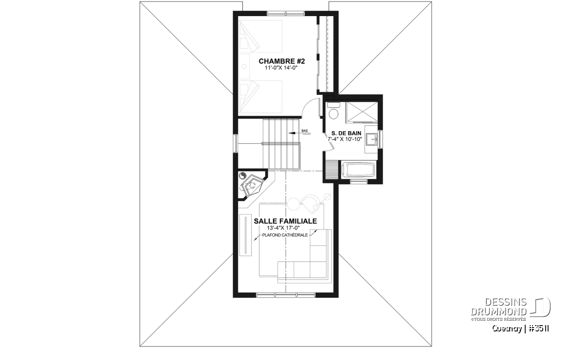 Étage - Maison de style transitionnel, chalet 4 saisons, 3 à 4 chambres, 2 foyers, veranda &amp; terrasse couverte - Quesnay