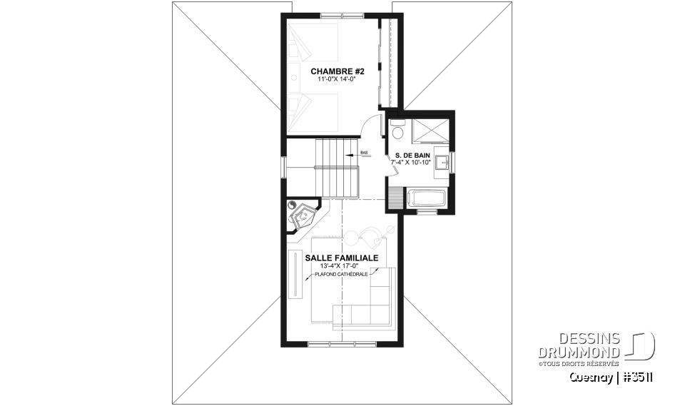 Étage - Maison de style transitionnel, chalet 4 saisons, 3 à 4 chambres, 2 foyers, veranda &amp; terrasse couverte - Quesnay