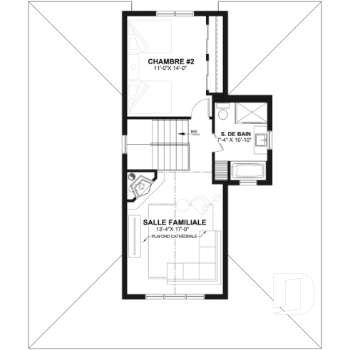 Étage - Maison de style transitionnel, chalet 4 saisons, 3 à 4 chambres, 2 foyers, veranda & terrasse couverte - Quesnay