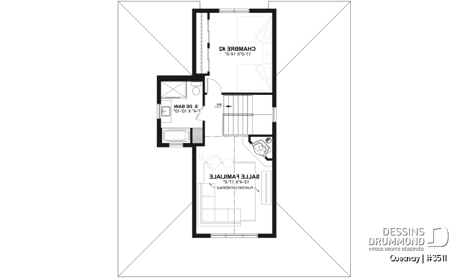 Étage - Maison de style transitionnel, chalet 4 saisons, 3 à 4 chambres, 2 foyers, veranda &amp; terrasse couverte - Quesnay