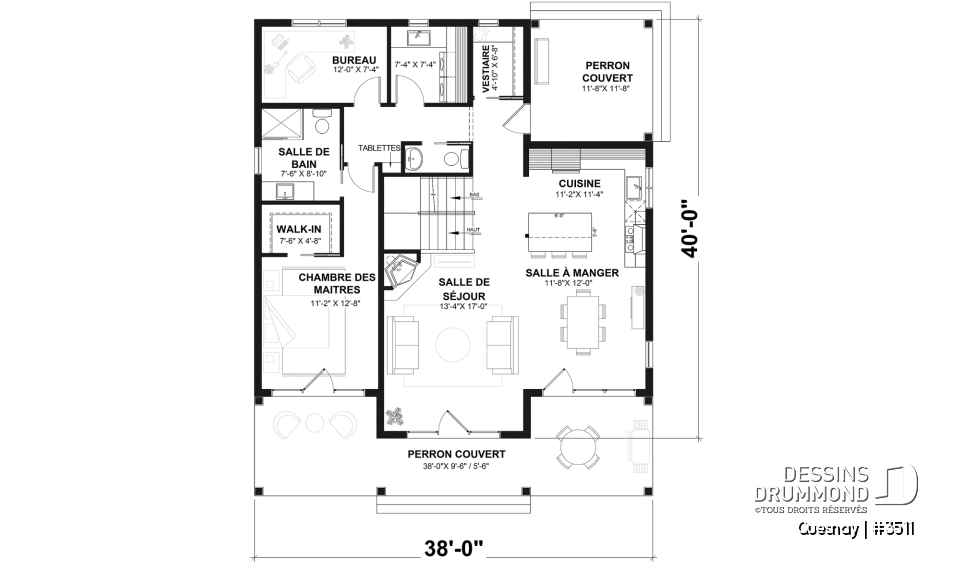 Rez-de-chaussée - Maison de style transitionnel, chalet 4 saisons, 3 à 4 chambres, 2 foyers, veranda &amp; terrasse couverte - Quesnay