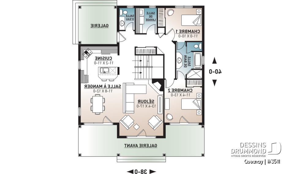 Rez-de-chaussée - Maison de style transitionnel, chalet 4 saisons, 3 à 4 chambres, 2 foyers, veranda &amp; terrasse couverte - Quesnay