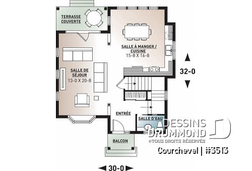 Rez-de-chaussée - Maison 2 étages, style champêtre économique, d'inspiration scandinave, 3 chambres, terrasse - Courchevel