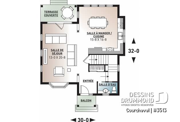 Rez-de-chaussée - Maison 2 étages, style champêtre économique, d'inspiration scandinave, 3 chambres, terrasse - Hazel