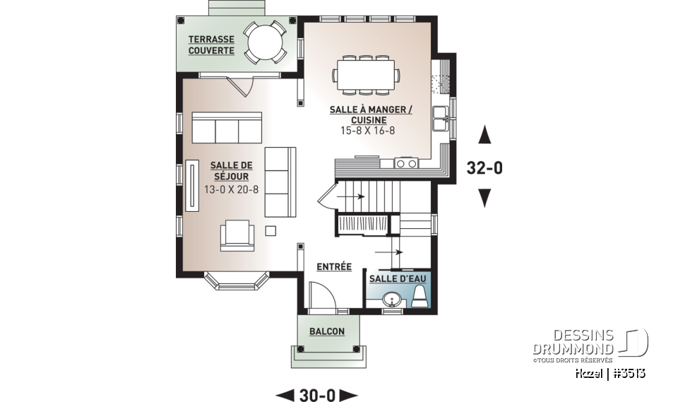 Rez-de-chaussée - Maison 2 étages, style champêtre économique, d'inspiration scandinave, 3 chambres, terrasse - Hazel
