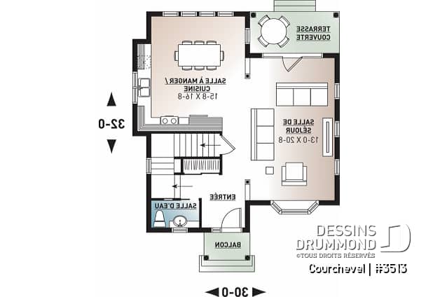 Rez-de-chaussée - Maison 2 étages, style champêtre économique, d'inspiration scandinave, 3 chambres, terrasse - Hazel