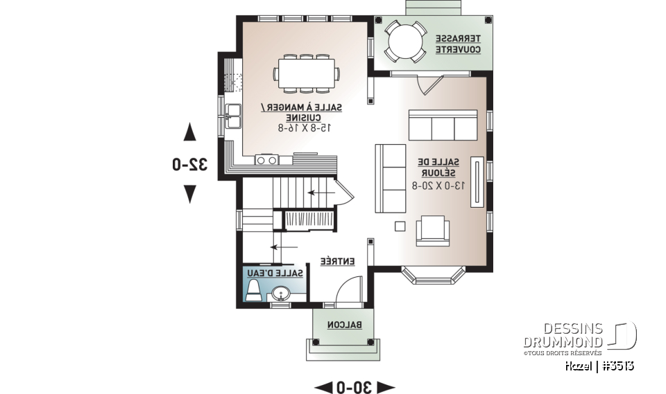 Rez-de-chaussée - Maison 2 étages, style champêtre économique, d'inspiration scandinave, 3 chambres, terrasse - Hazel