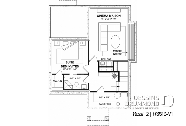 Sous-sol - Petit cottage aménagé sur 3 étages avec 4 chambres, 3.5 salles de bain, un cinéma maison & une suite d'invités - Hazel 2