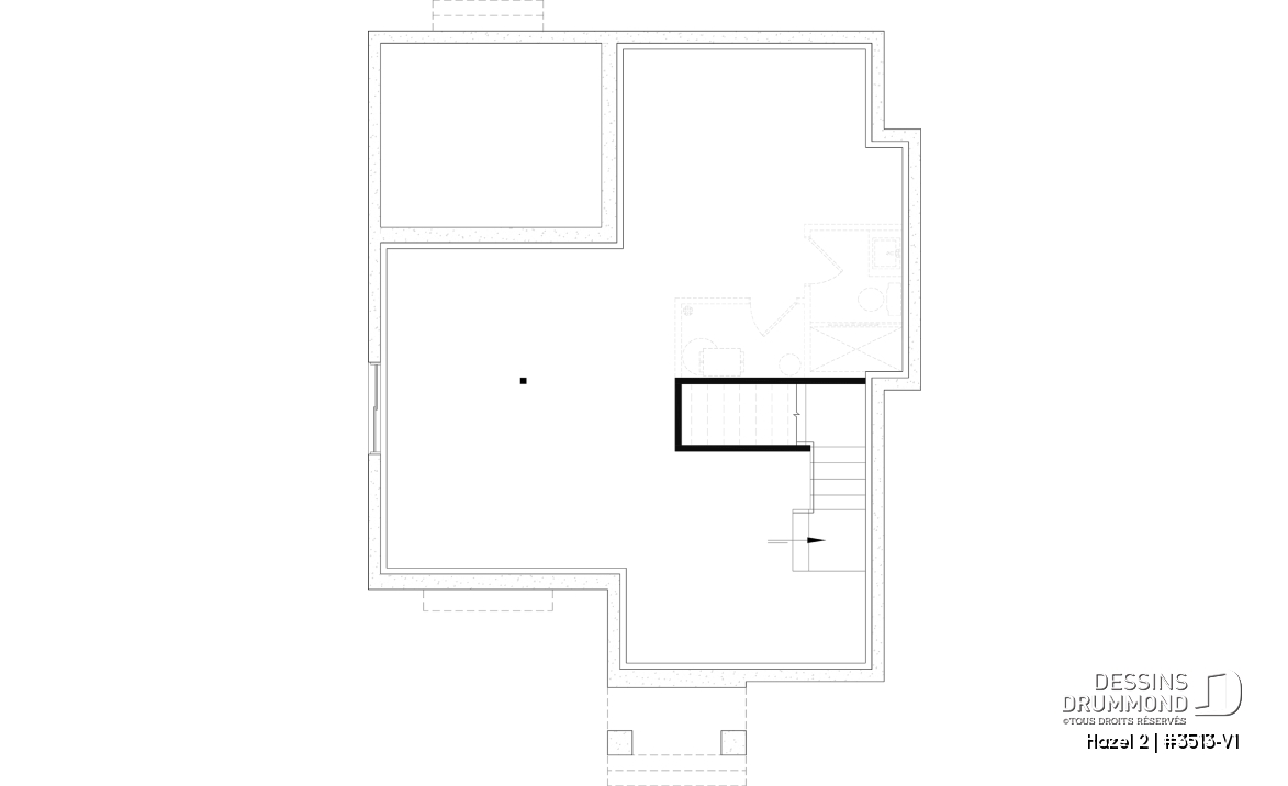 Sous-sol aménageable - Plan de maison d'inspiration anglaise, proposant 3 chambres à l'étage et un s-sol finition optionnel - Hazel 2