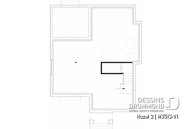 Sous-sol aménageable - Plan de maison d'inspiration anglaise, proposant 3 chambres à l'étage et un s-sol finition optionnel - Hazel 2