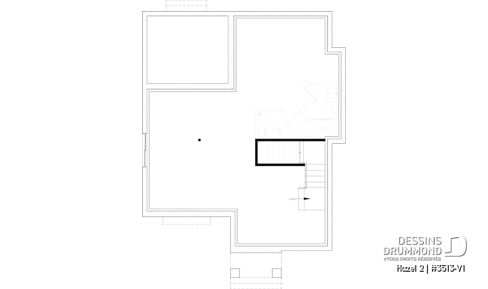 Sous-sol aménageable - Plan de maison d'inspiration anglaise, proposant 3 chambres à l'étage et un s-sol finition optionnel - Hazel 2