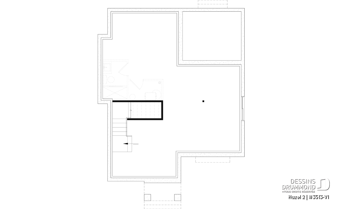 Sous-sol aménageable - Plan de maison d'inspiration anglaise, proposant 3 chambres à l'étage et un s-sol finition optionnel - Hazel 2