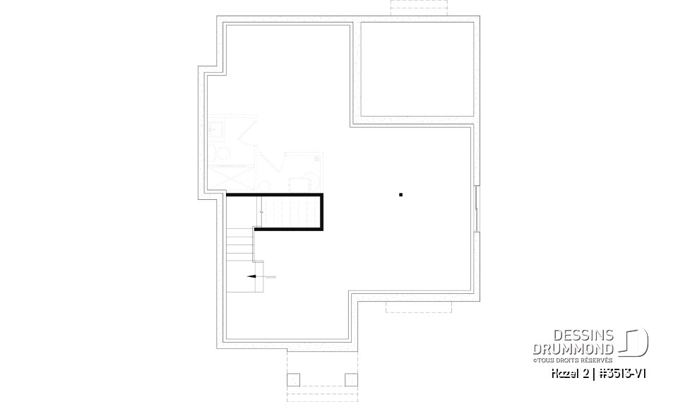 Sous-sol aménageable - Plan de maison d'inspiration anglaise, proposant 3 chambres à l'étage et un s-sol finition optionnel - Hazel 2