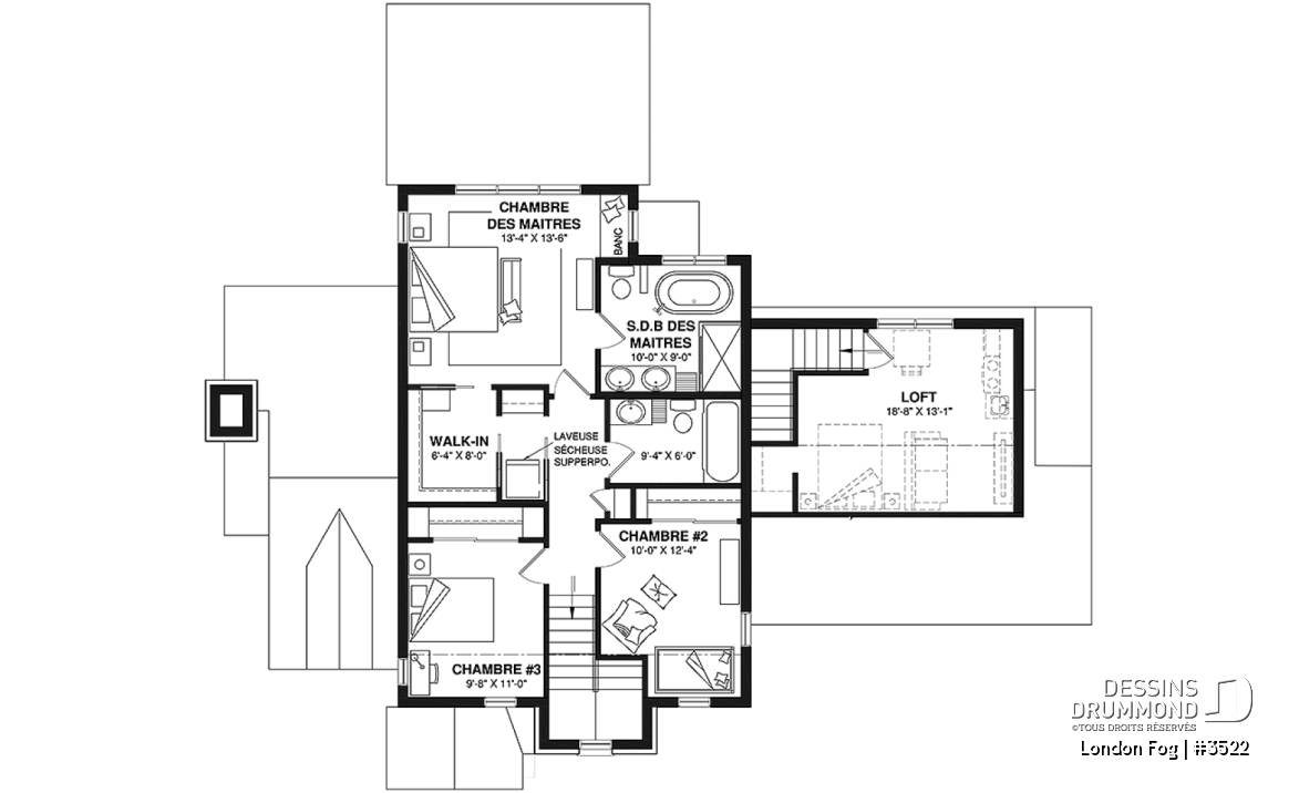 Étage - Maison à étage d'inspiration English Cottage, 4 chambres, espace aménageable au-dessus du garage - London Fog