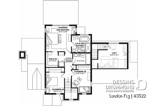 Étage - Maison à étage d'inspiration English Cottage, 4 chambres, espace aménageable au-dessus du garage - London Fog