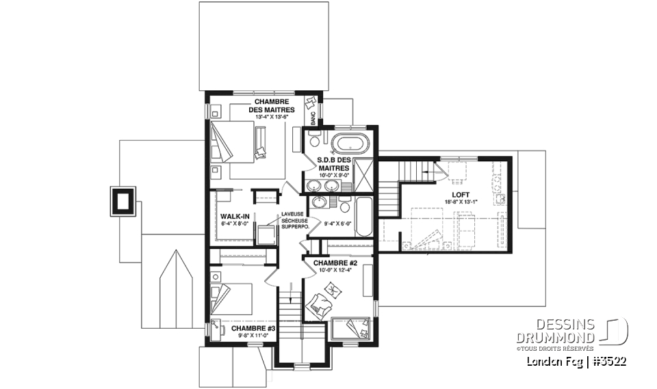 Étage - Maison à étage d'inspiration English Cottage, 4 chambres, espace aménageable au-dessus du garage - London Fog