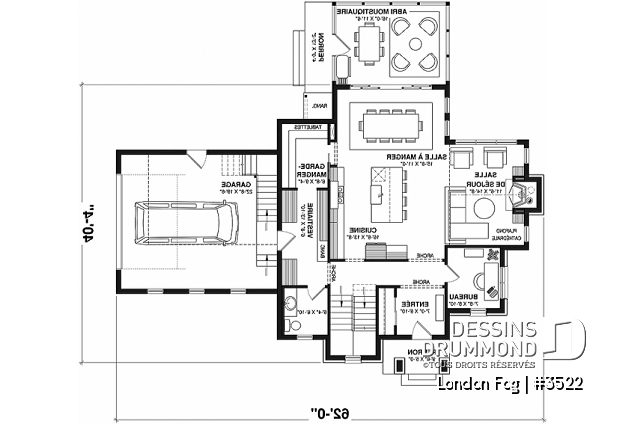 Rez-de-chaussée - Maison à étage d'inspiration English Cottage, 4 chambres, espace aménageable au-dessus du garage - London Fog