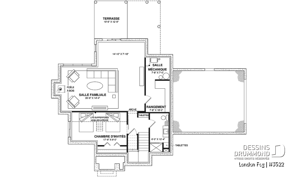 Sous-sol aménagé - Maison à étage d'inspiration English Cottage, 4 chambres, espace aménageable au-dessus du garage - London Fog