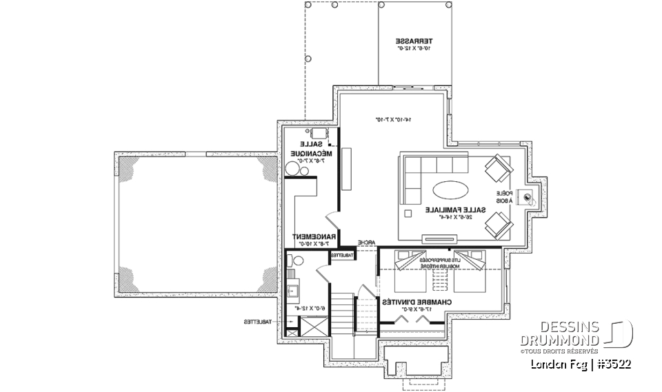 Sous-sol aménagé - Maison à étage d'inspiration English Cottage, 4 chambres, espace aménageable au-dessus du garage - London Fog