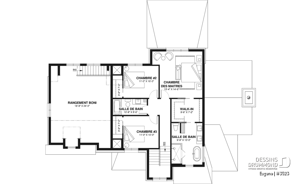 Étage - Plan de maison Tudor d’inspiration anglaise avec garage double et jusqu’à 5 chambres - Eugene