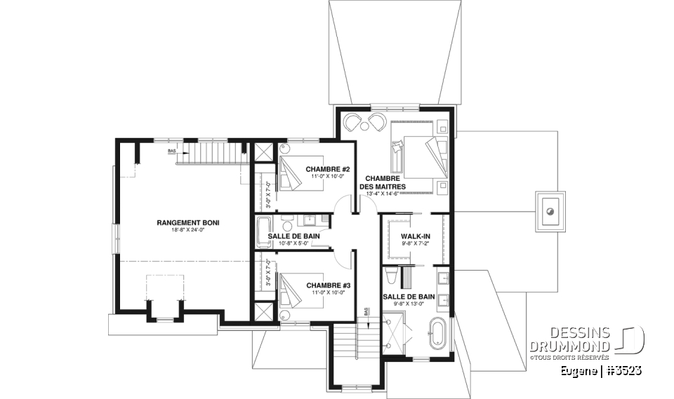 Étage - Plan de maison Tudor d’inspiration anglaise avec garage double et jusqu’à 5 chambres - Eugene
