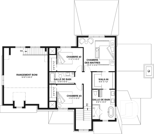 Étage - Plan de maison Tudor d’inspiration anglaise avec garage double et jusqu’à 5 chambres - Eugene