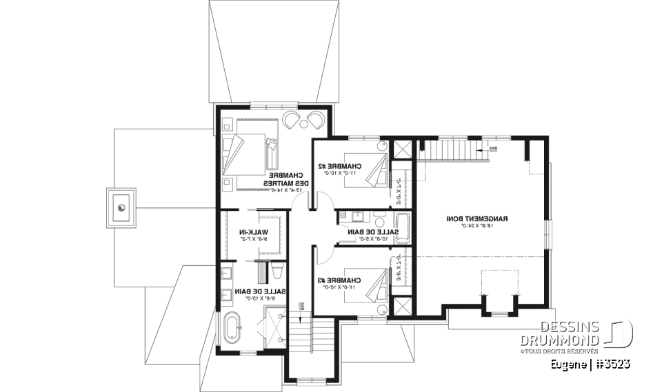 Étage - Plan de maison Tudor d’inspiration anglaise avec garage double et jusqu’à 5 chambres - Eugene